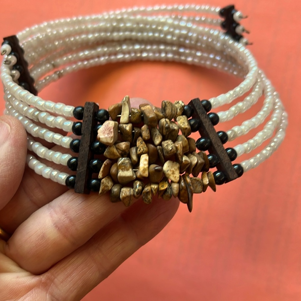 Bohemian Style Beaded Collar & Cuff Bracelet - image 4